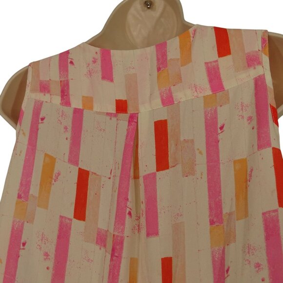 Cato Sleeveless V-Neck Pink Geometric Print Tank Top Women Size L Career Shell - Picture 4 of 10